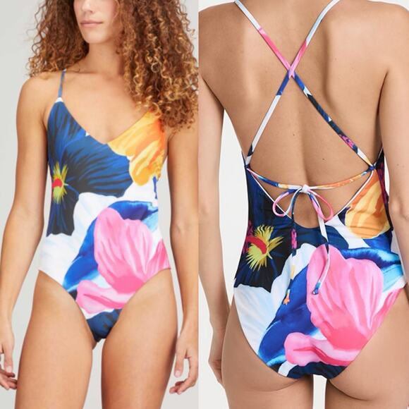 Mara Hoffman Emma Floral one piece swimsuit sz M - Picture 1 of 6
